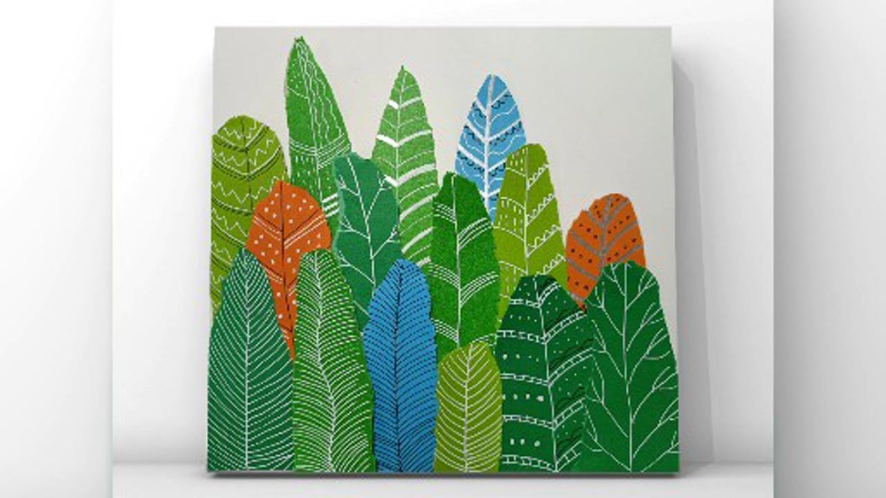 幼儿园撕纸拼贴画:茂密的树林