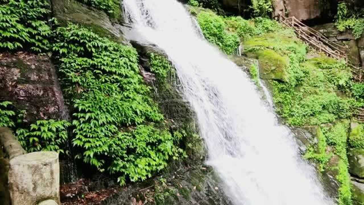 千层岩瀑布白龙潭瀑布四川雅安碧峰峡景区