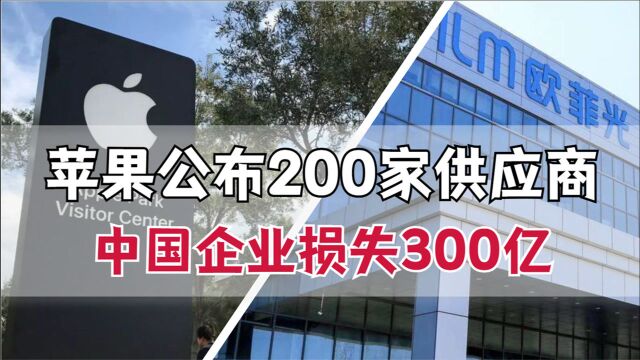 苹果公布200家主要供应商,中国电子大厂仍在列,却损失300亿