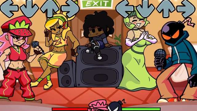 fnf周五夜放克游戏炸弹人把三个水果妹妹脸都搞红了你能看出来她们是