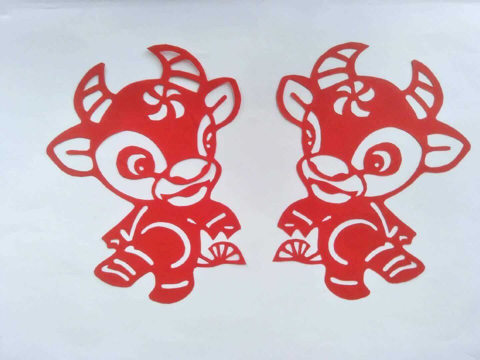 卡通剪纸牛