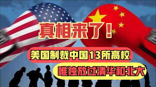 美制裁中国13所高校大学,为何放过只放过清华和北大?真相来了