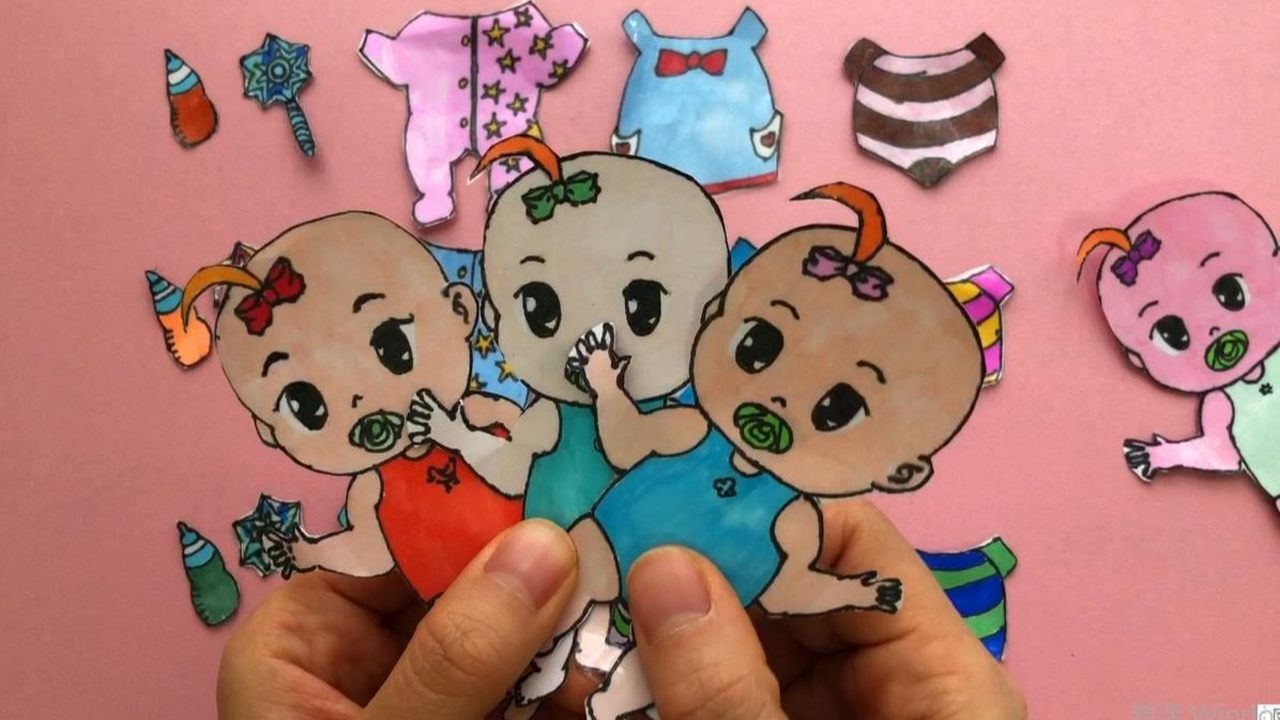 创意手工:给4位可爱的婴儿纸娃娃做漂亮的换装秀,有趣极了_腾讯视频