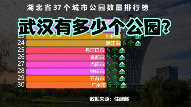 湖北37座城市公园数量排行榜,襄阳20个,荆州34个,那武汉有多少个公园?