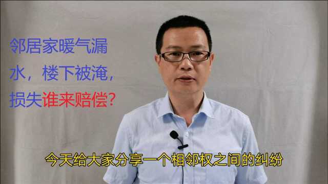 邻居暖气漏水,楼下被淹,造成的损失谁来承担赔偿责任?