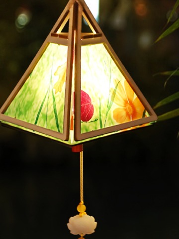 仿花草纸灯三角形宫灯安装教程视频