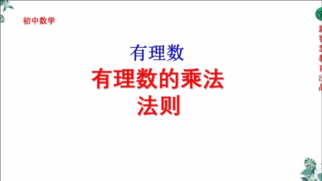 初中七年级数学有理数乘法课程讲解全国通用人教版青岛版沪科版6