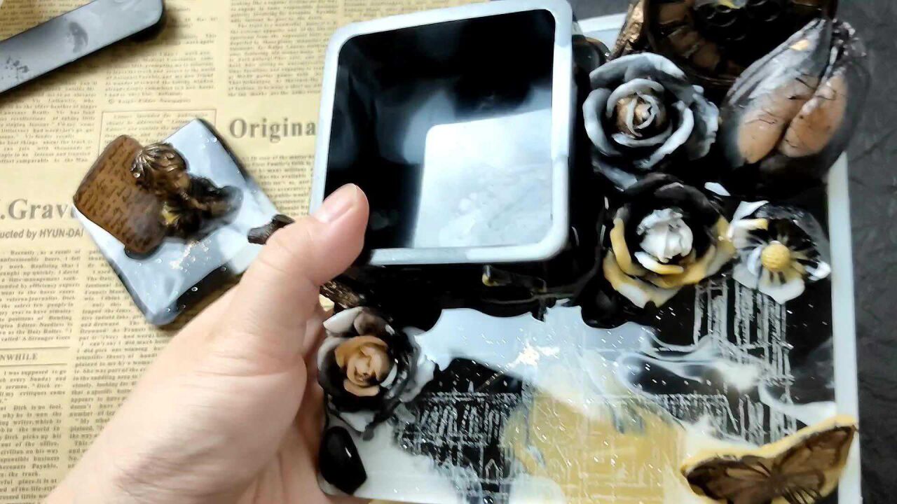 教你制作滴胶手工，今天制作黑金系滴胶收纳盒摆件，很低调的配色_高清1080P在线观看平台_腾讯视频