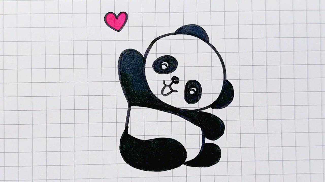 简笔画:小熊猫在向你招手呢,快来学怎么画_腾讯视频
