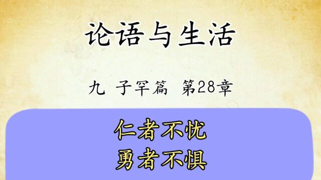 论语解读与生活运用九:子罕篇第28章原文讲解仁者不忧勇者不惧国学经典传统文化