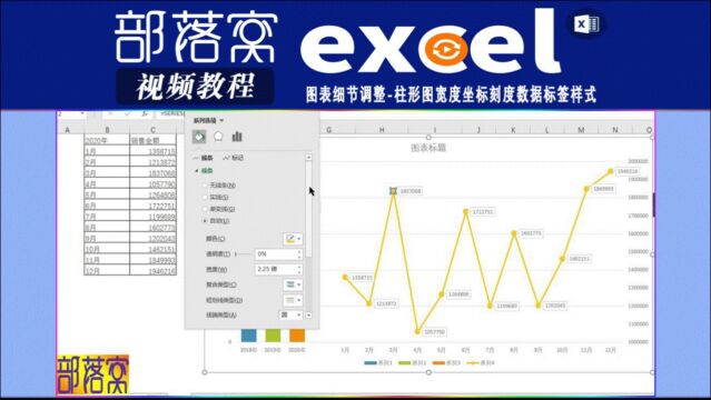 excel图表细节调整视频:柱形图宽度坐标刻度数据标签样式