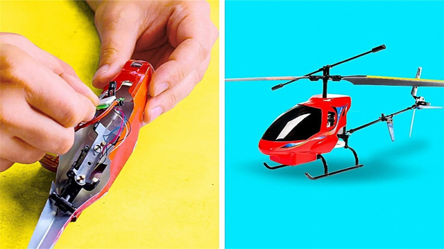 废旧可乐瓶diy迷你直升飞机模型,看着很酷,真的能飞多远呢