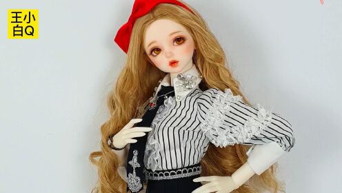 芭比娃娃diy系列:自制芭比英伦风校服,bjd娃娃服装制作