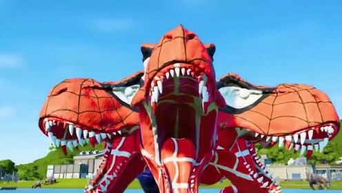恐龙动画系列：冰哥斯拉与三头蜘蛛人霸王龙大战上集