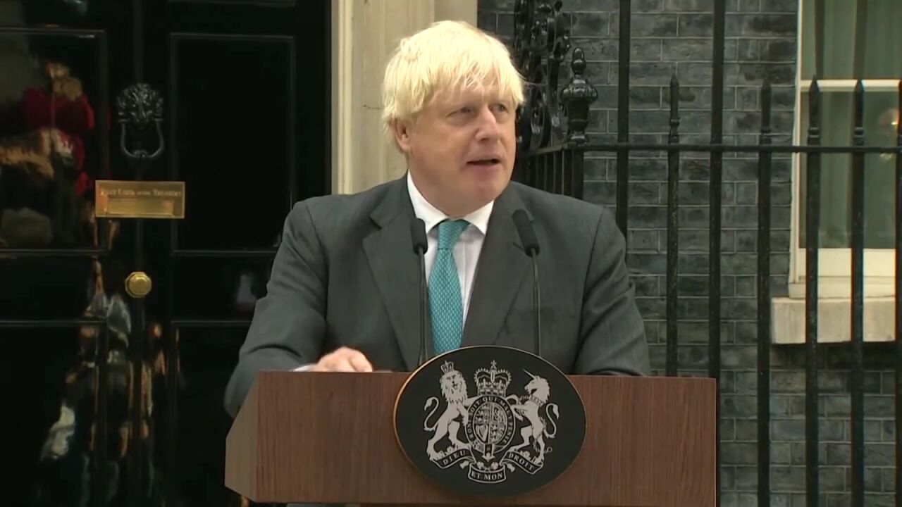 英国首相约翰逊发表告别演讲 腾讯视频