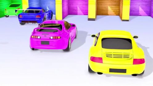 益智认知颜色动画系列：弯道染色玩具车