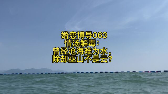 婚恋博导063情汤解毒:曾经沧海难为水,除却巫山不是云?