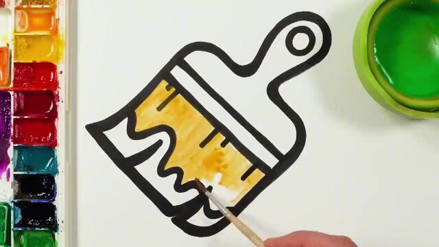 教宝宝画刷子简笔画并涂鸦颜色