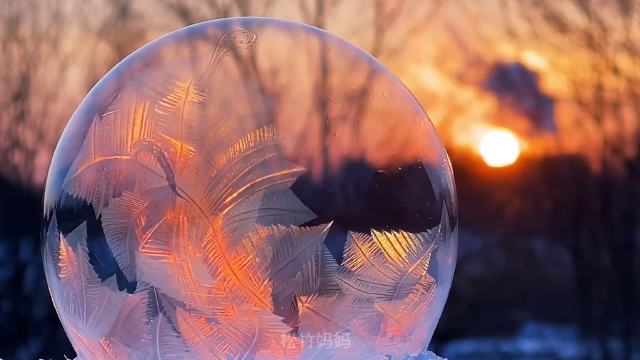太梦幻了!女子在雪地里吹泡泡,低温下泡泡瞬间凝成冰花