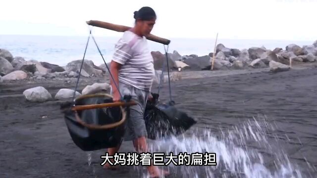 女子每天挑水40担水浇沙滩,原来是在制作昂贵的海盐.