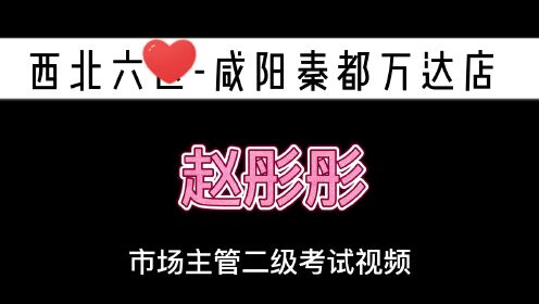 西北六区-咸阳秦都万达店-赵彤彤-市场主管二级考试视频