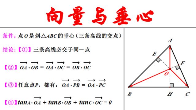 高中数学:向量与三角形的垂心