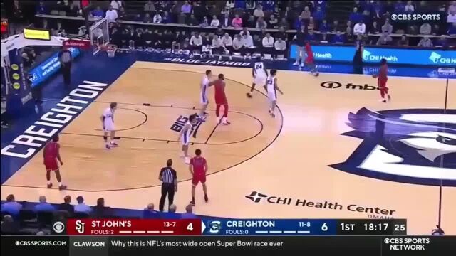 NCAA圣约翰大学新人侧翼AJ Storr对阵克雷顿单场23分