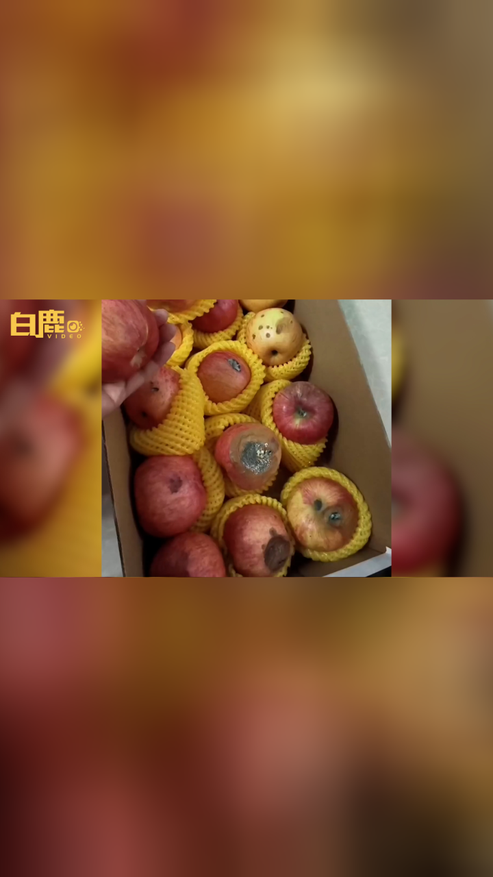 女子晒公司年终发一箱苹果15个全坏