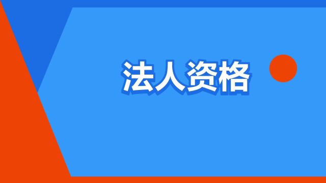 “法人资格”是什么意思?