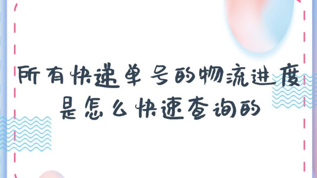 所有快递单号的物流进度是怎么快速查询的