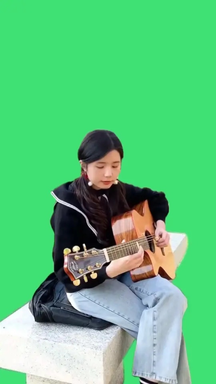 高清绿幕美女弹琴素材#绿幕素材 #素材分享 #绿幕抠像