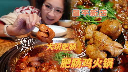 【逛吃北京】昌平终于有肥肠鸡火锅了~这肠可真大！红油+蒜美滋滋