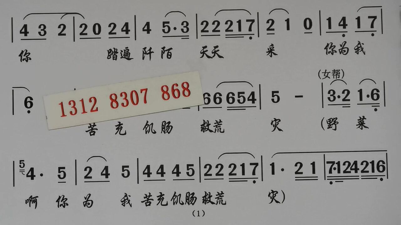 潮剧曲谱伴奏- 野菜续命守情怀《洗马桥》(陈立君)唱段ok附简谱动态