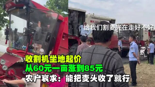 收割机坐地起价,从60一亩涨到85元!农户哀求:麦头收了就行