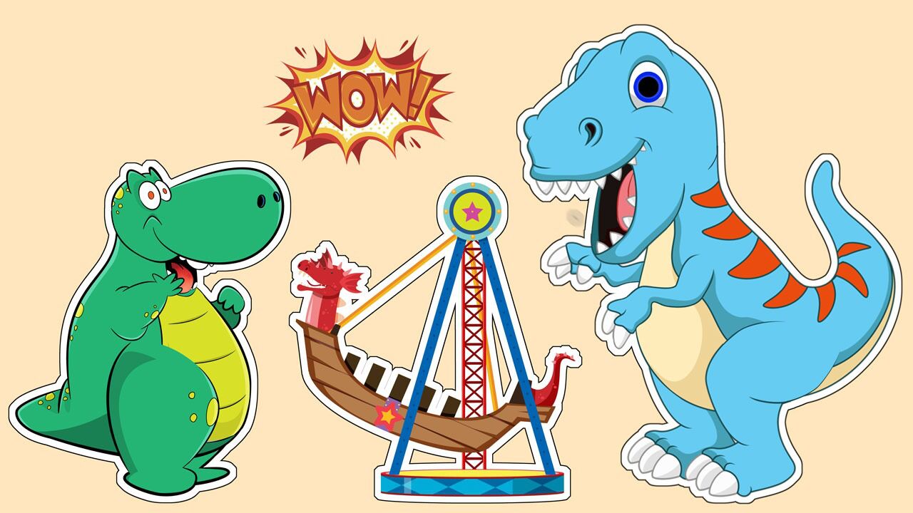 游乐场里的小恐龙,在海盗船和旋转杯里玩耍_高清1080p在线观看平台