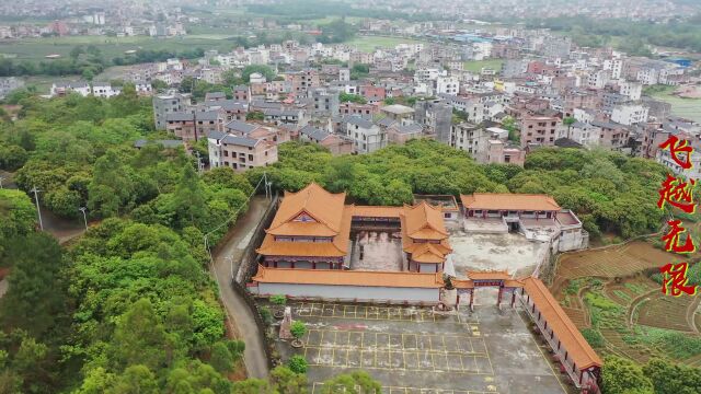 航拍广西岑溪归义金鸡陈氐宗祠,现场修建的气势壮观