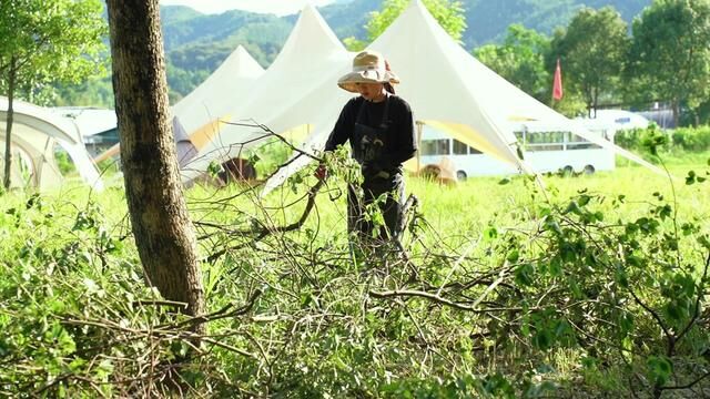 林中木屋搭建——护栏.看似无用的树枝修剪、拼接又回到林中,成为一道独特的风景.