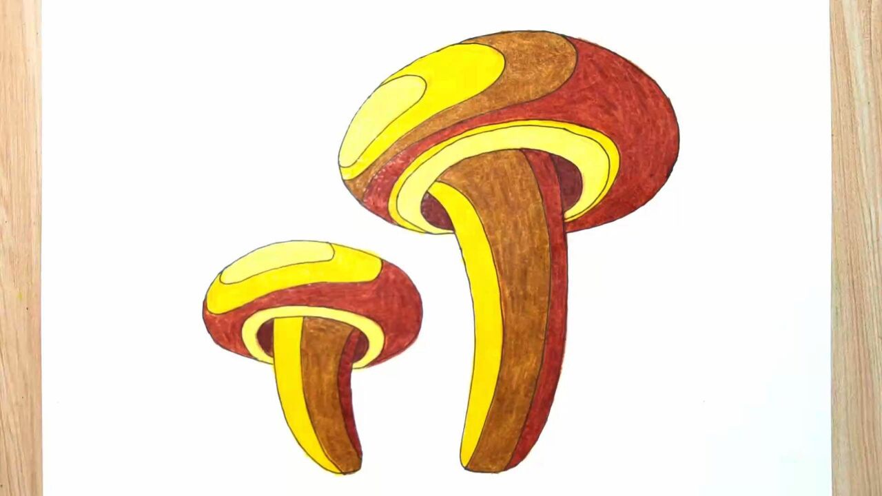 彩铅画,怎样绘画蘑菇