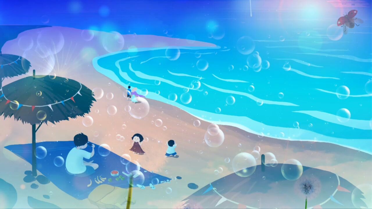 小小一粒沙 卡通沙滩 贝壳 童年儿童晚会舞台歌唱大屏幕高清led背景