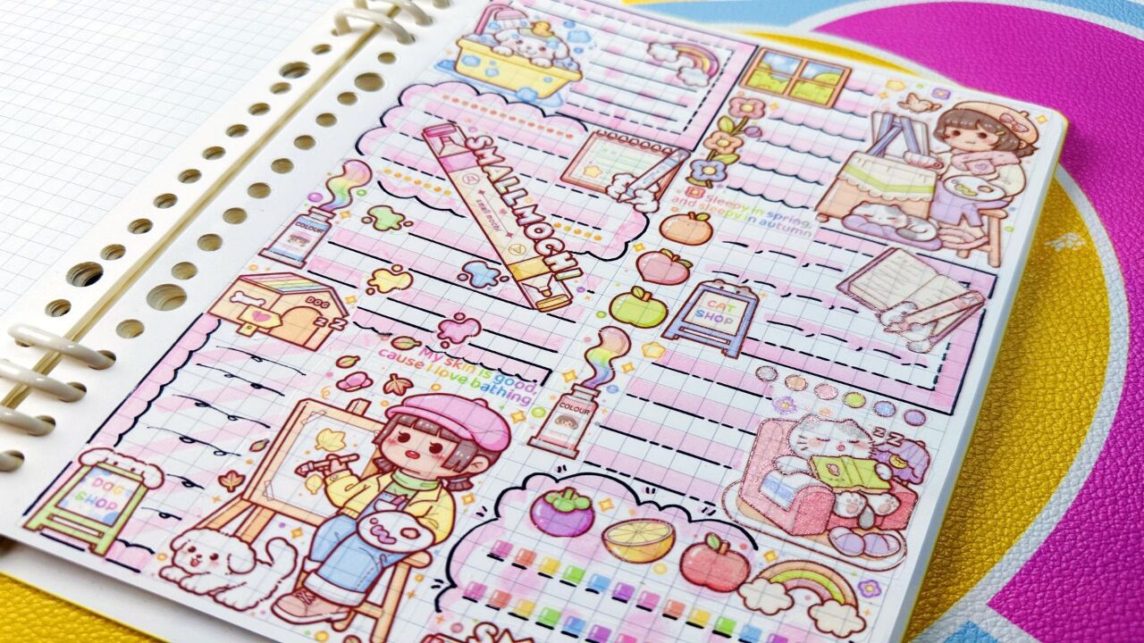 手帐 小麻薯贴纸日记 拼贴排版 声控 白噪音 沉浸式