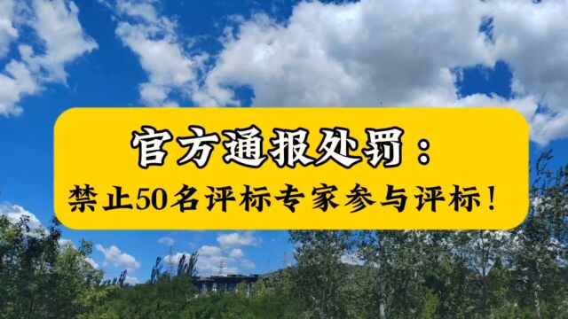 官方通报处罚:禁止50名评标专家参与评标!