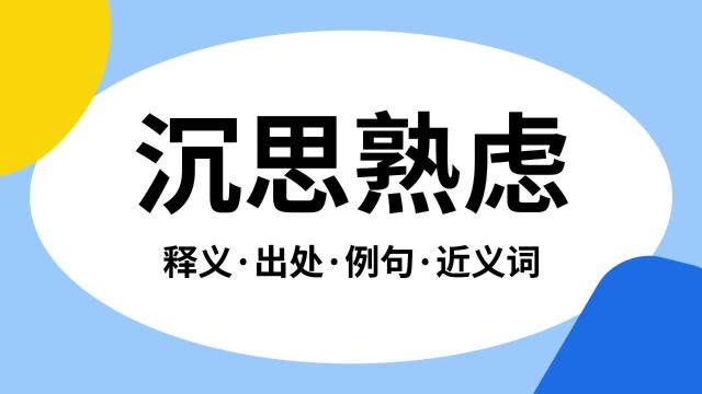 “沉思熟虑”是什么意思?