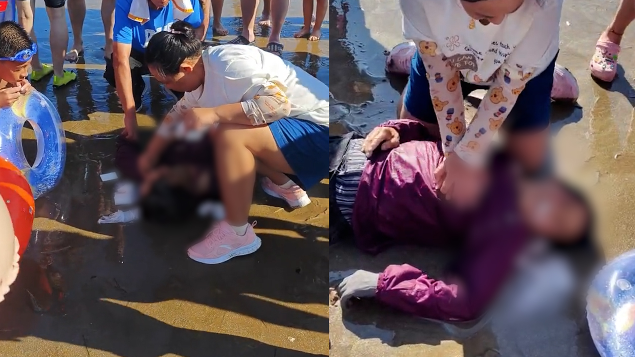 女护士百米冲刺跪地救援溺水老人:我是icu护士,救人是本能