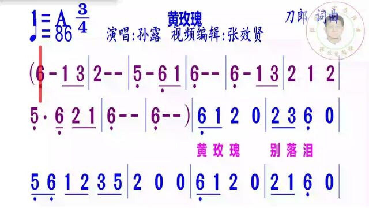 《黄玫瑰》简谱#动态谱