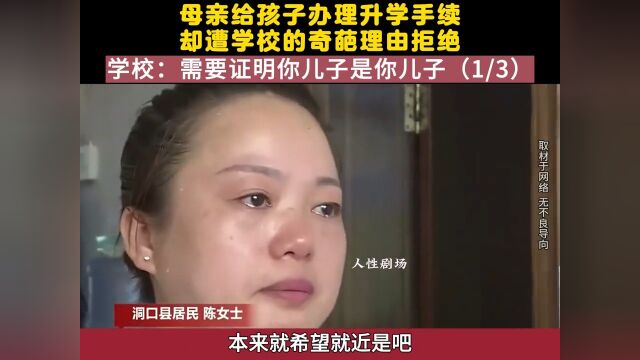 母亲给孩子办理升学手续,却遭学校的奇葩理由拒绝,学校:需要证明你儿子是你儿子, 1