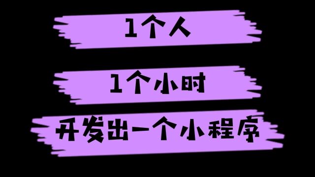 1个人,1个小时,开发出一个小程序