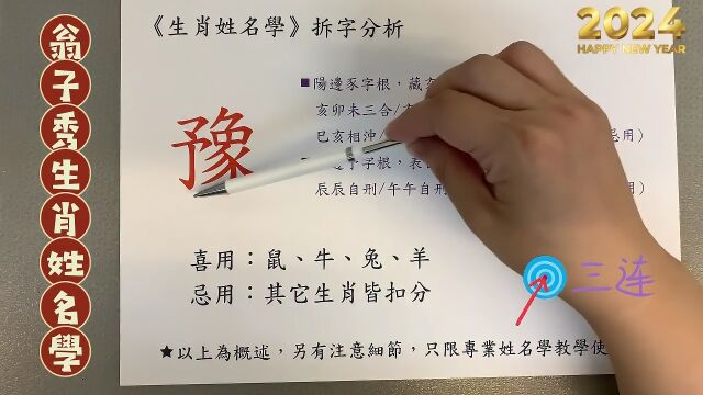 《翁子秀十神生肖姓名学》姓名拆字分析(豫)