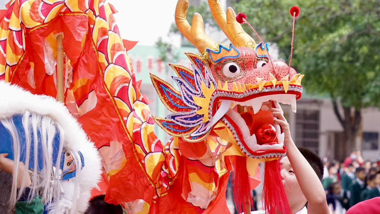 车陂小学舞龙舞狮喜迎"神兽"归来