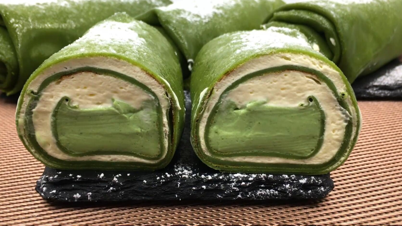 抹茶奶冻毛巾卷,清新抹茶,丝滑奶冻,甜蜜奶油,别样舌尖享受.