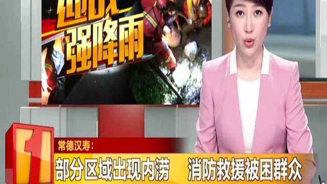 常德汉寿:部分区域出现内涝 消防救援被困群众